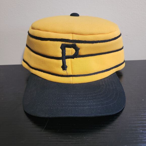 Purdue University Vintage Trucker Black Gold Flat Top Captain Hat Rare 3 Stripe - Picture 1 of 6